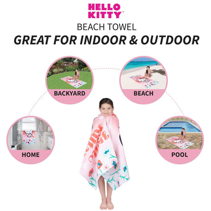 Franco Toalla de Playa de algodón súper Suave para niños, 58 x 28 Pulgadas, Hello Kitty
