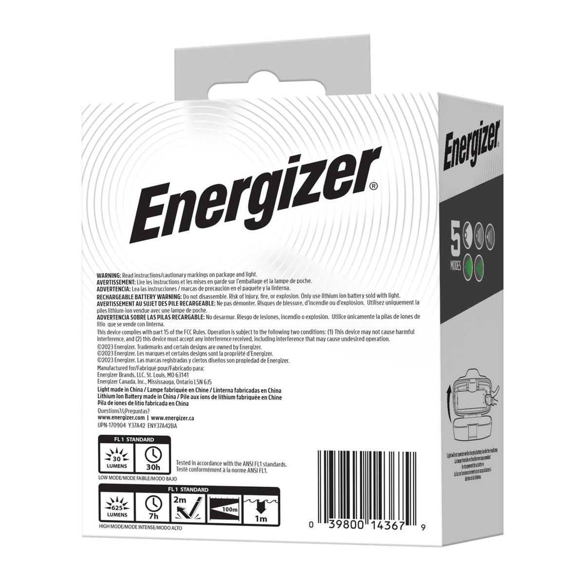 Energizer HDL70 - Linterna frontal recargable LED multicolor, batería recargable de iones de litio, dos modos LED verdes para visión nocturna, función de atenuación avanzada, resistente al agua IP67