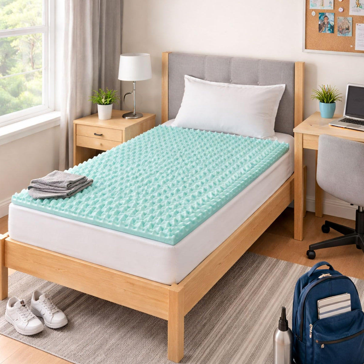 DMI - Cubrecolchón individual XL, espuma para aliviar la presión, distribución de peso y flujo de aire mejorado, cubrecolchón de cama de recámara de 2 pulgadas, comodidad y alineación mejoradas, color