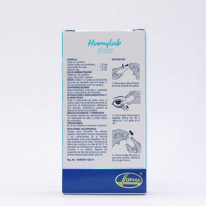 HUMYLUB OFTENO Gotas Oftálmicas Lubricantes con Hialuronato de Sodio y Condroitín Sulfato, Alivio Eficaz para Ojo Seco Leve a Moderado, Estabiliza Película Lagrimal, Frasco Gotero 15 ml