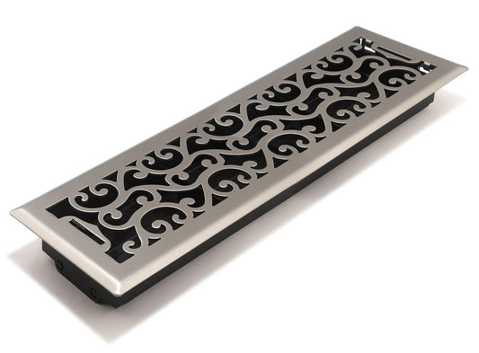 Accord amfrabc410 Charleston piso registradora, 10.2 cm X 10-Inch (apertura de conducto Medidas), latón antiguo, 4" x 14", Níquel Satinado