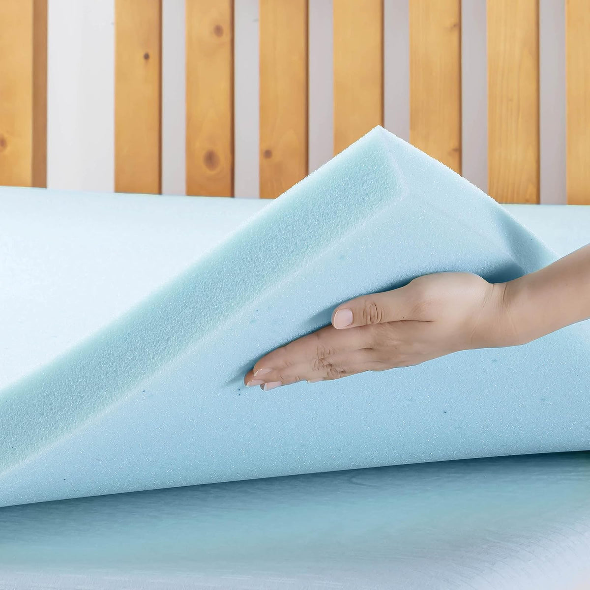 Best Price Mattress - Cubrecolchón de Espuma viscoelástica de Gel ventilado de 2 Pulgadas, Individual, Esencial para recámara, Color Azul