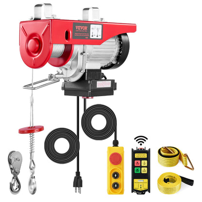 VEVOR - Polipasto eléctrico, cabrestante eléctrico de 120 V de 100 m inalámbrico y control remoto con cable de 100 m, altura de elevación de un solo cable de 40 pies, eslingas individual/dobles,
