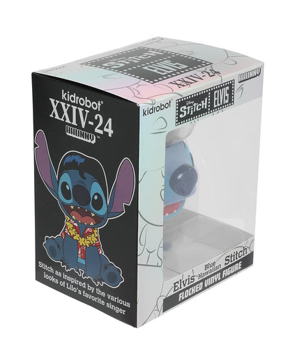 Kidrobot Colección Disney: Lilo and Stitch Blue Hawaiian Elvis Stitch Flocado 10 cm Bhunny Stylized PVC Figura