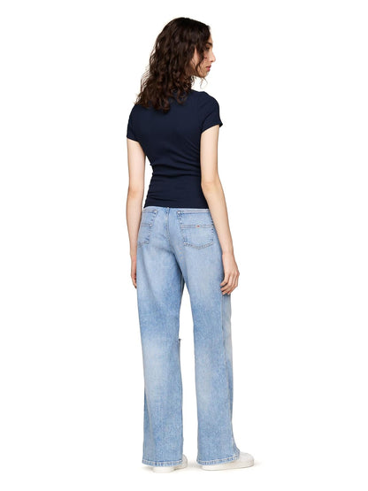 Tommy Jeans - Playera Estampada para Mujer con Detalle Bordado de Bandera