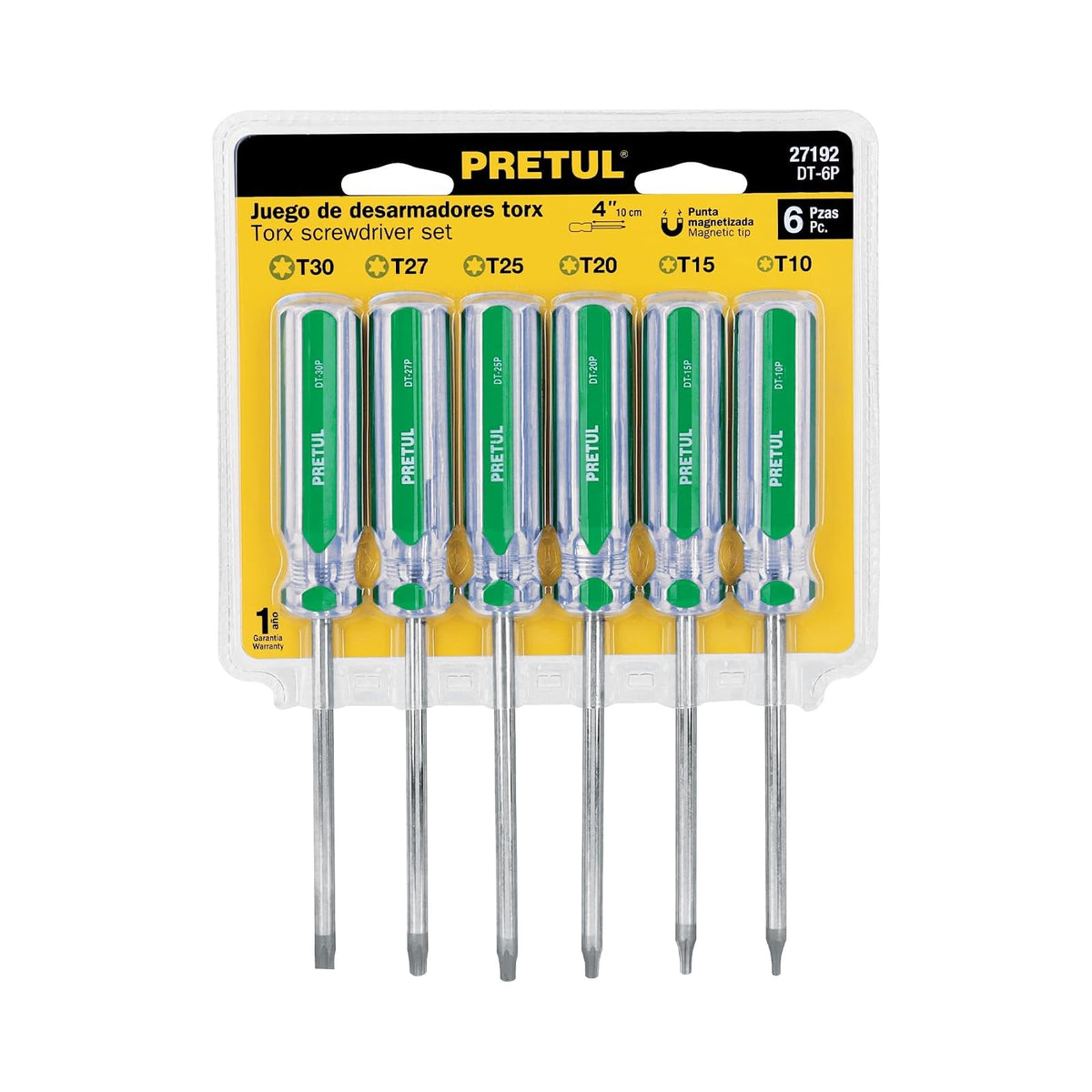 Pretul DT-6P, Juego de 6 desarmadores Torx mango de PVC