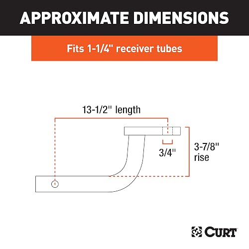 CURT 45000 Soporte de Bola de Enganche Clase 2, Receptor 1-1/4", Caída 3-7/8"