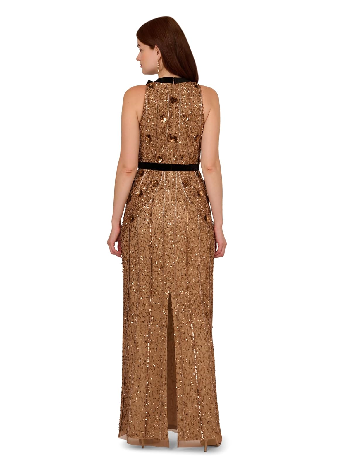 Adrianna Papell Beaded Halter Long Dress Vestido para ocasión Especial Mujer