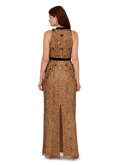 Adrianna Papell Beaded Halter Long Dress Vestido para ocasión Especial Mujer