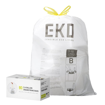 EKO Bolsas de Basura extrafuertes con cordón Tamaño B. 7-10 Litros. 80 unidades