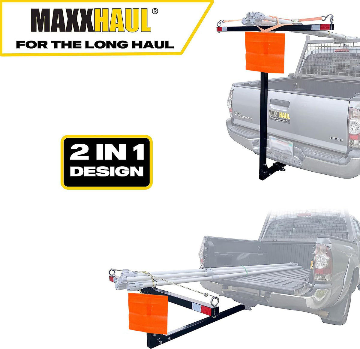 MaxxHaul 70229 - Extensor de Cama para camioneta, Capacidad de 350 Libras para Escalera, Estante, Canoa, Kayak, Tubos Largos y Madera, Negro, 53 x 17 x 2.5 Pulgadas