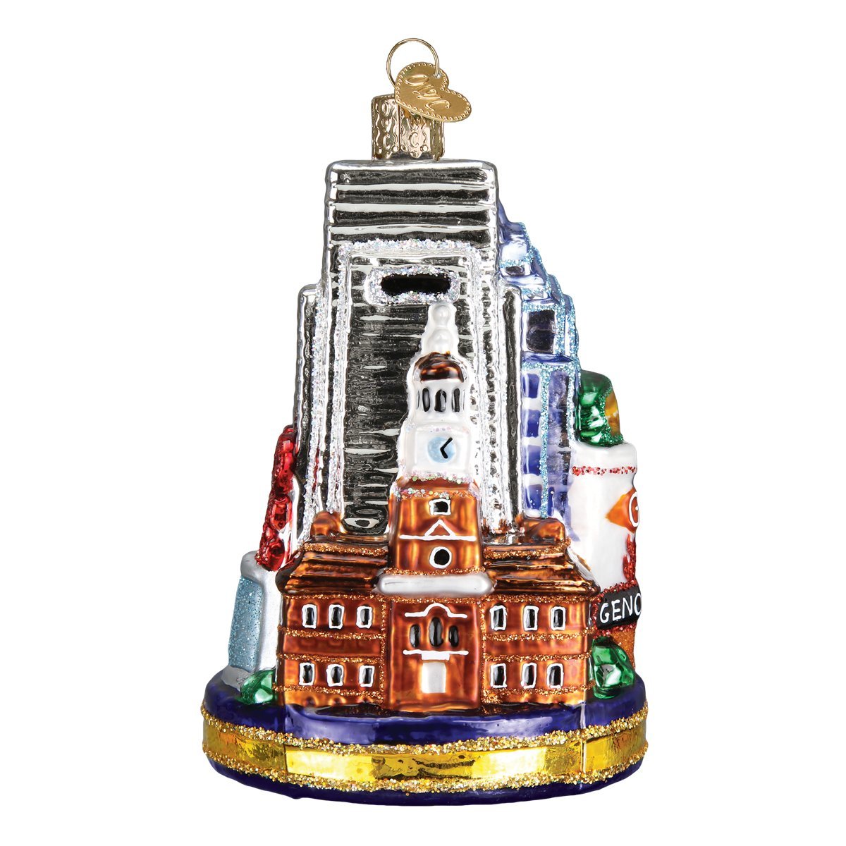 Old World - Adornos de Navidad para árbol de Navidad (Cristal, diseño de Ciudades, Lugares y Lugares de interés), Philadelphia, Philadelphia, 4.500, 1