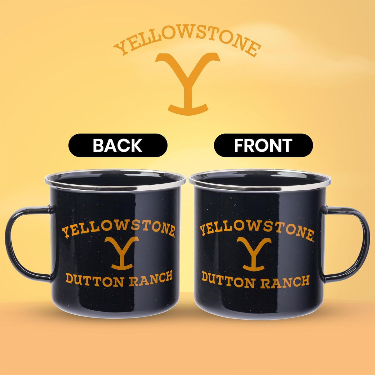 Silver Buffalo Yellowstone Dutton Ranch - Taza de campaña esmaltada, 21 onzas