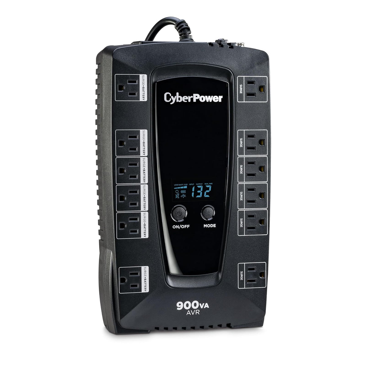 CyberPower UPS No-Break AVRG900LCD 900VA / 480W, Línea Interactiva, Pantalla LCD, Regulador (AVR), 12 contactos, Garantía 3 años incluye batería