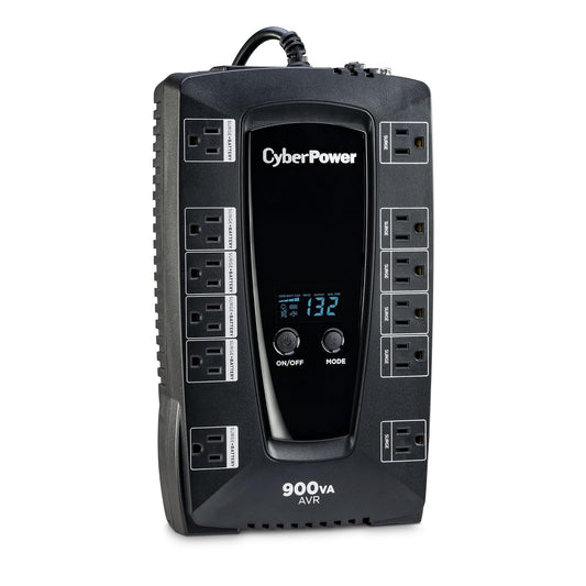 CyberPower UPS No-Break AVRG900LCD 900VA / 480W, Línea Interactiva, Pantalla LCD, Regulador (AVR), 12 contactos, Garantía 3 años incluye batería