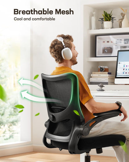 Marsail - Silla de dibujo, silla de oficina alta con soporte lumbar 2D, silla de computadora de pie, silla de oficina alta con reposabrazos abatibles acolchados y anillo de reposapiés ajustable, color