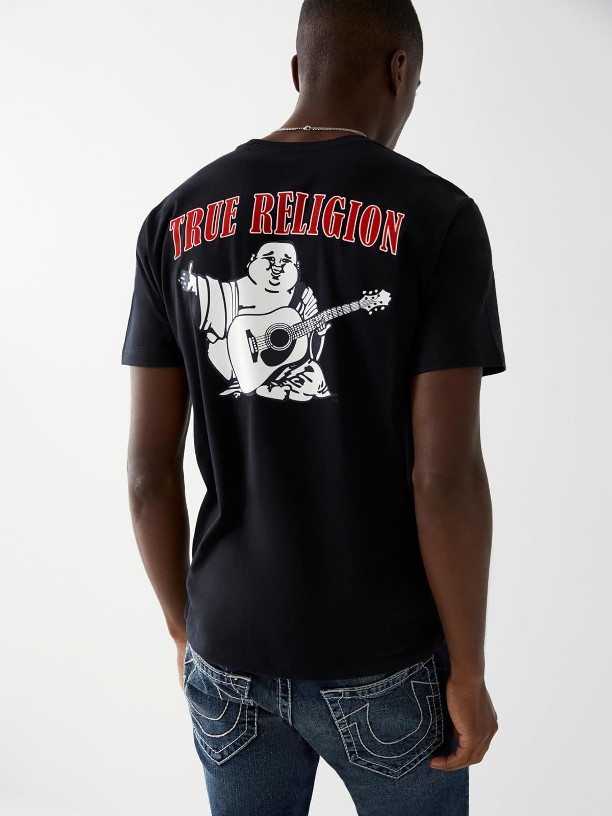 True Religion Men's Buddha Logo Short Sleeve Tee | Algodón suave, transpirable | Cuello redondo, ajuste clásico | Logotipo de pecho audaz | Camisetas gráficas para hombre