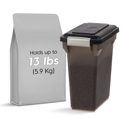 IRIS USA Contenedor para Alimento de Perro, Hasta 13 lb, Humo | Libre de BPA, sello hermético, ideal para comida de gatos, semillas de aves, alimento de pollo, juguetes, premios y pellets