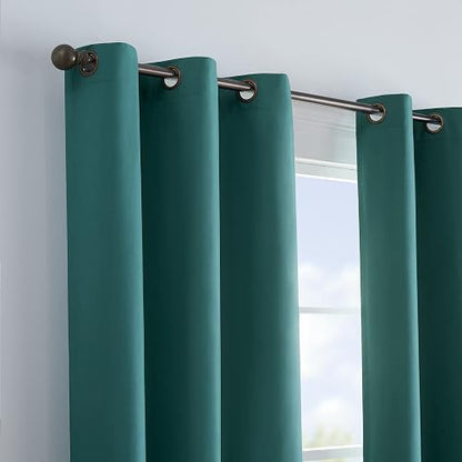 Eclipse Cortina térmica Opaca de Microfibra con Ojales para Ventana de recámara (1 Panel), 42 x 63 Pulgadas, Pavo Real