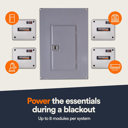 Generac 7000 Módulo de Gestión Inteligente 50A | Priorización de carga eficiente, tecnología sin cables, función de bloqueo, visualización LED de estado, gris
