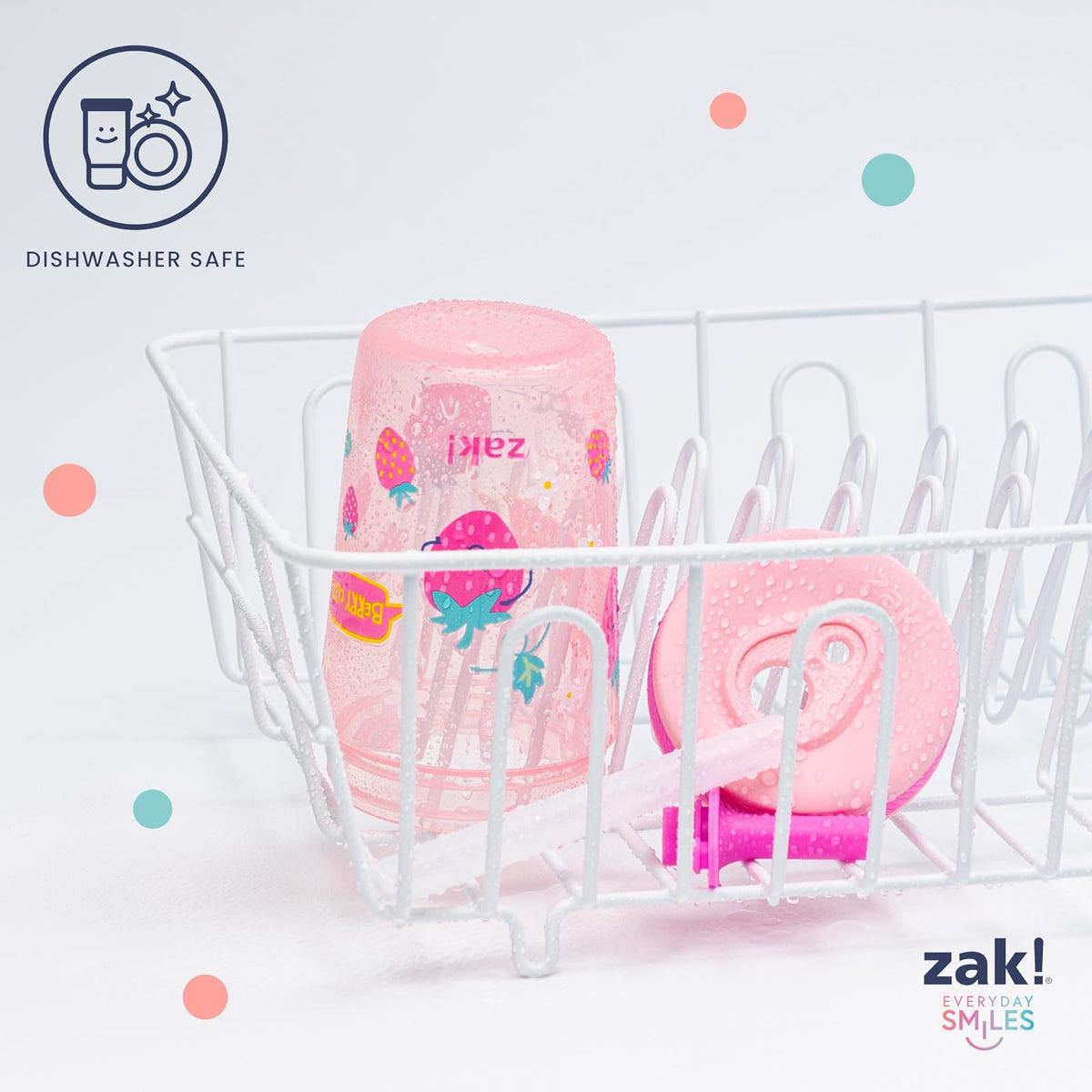 Zak Designs Kelso - Vasos para niños pequeños para viajes o en casa, paquete de 2 tazas de plástico duraderas con diseño a prueba de fugas, perfectas para niños (ganso tonto, cosecha)