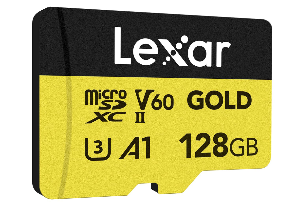 Tarjeta Lexar Profesional Oro microSDXC 128GB, UHS-II, C10, U3, V60, Full-HD & 4K Video, hasta 280MB/s de Lectura, para videógrafos Profesionales, Jugadores