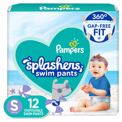 PAMPERS Splashers Pañales de Natación Talla S, 12 Unidades, Bebé 6 a 12 Kg