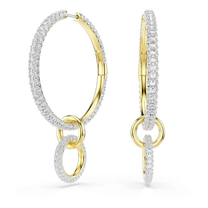 Swarovski Dextera - Pendientes de aro (aleación de oro, talla redonda), color blanco