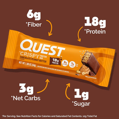 Quest Nutrition Quest Hero Crispy Barra De Proteína Sabor Chocolate Con Crema De Cacahuate - 12 Piezas, color, 12 count, pack of/paquete de