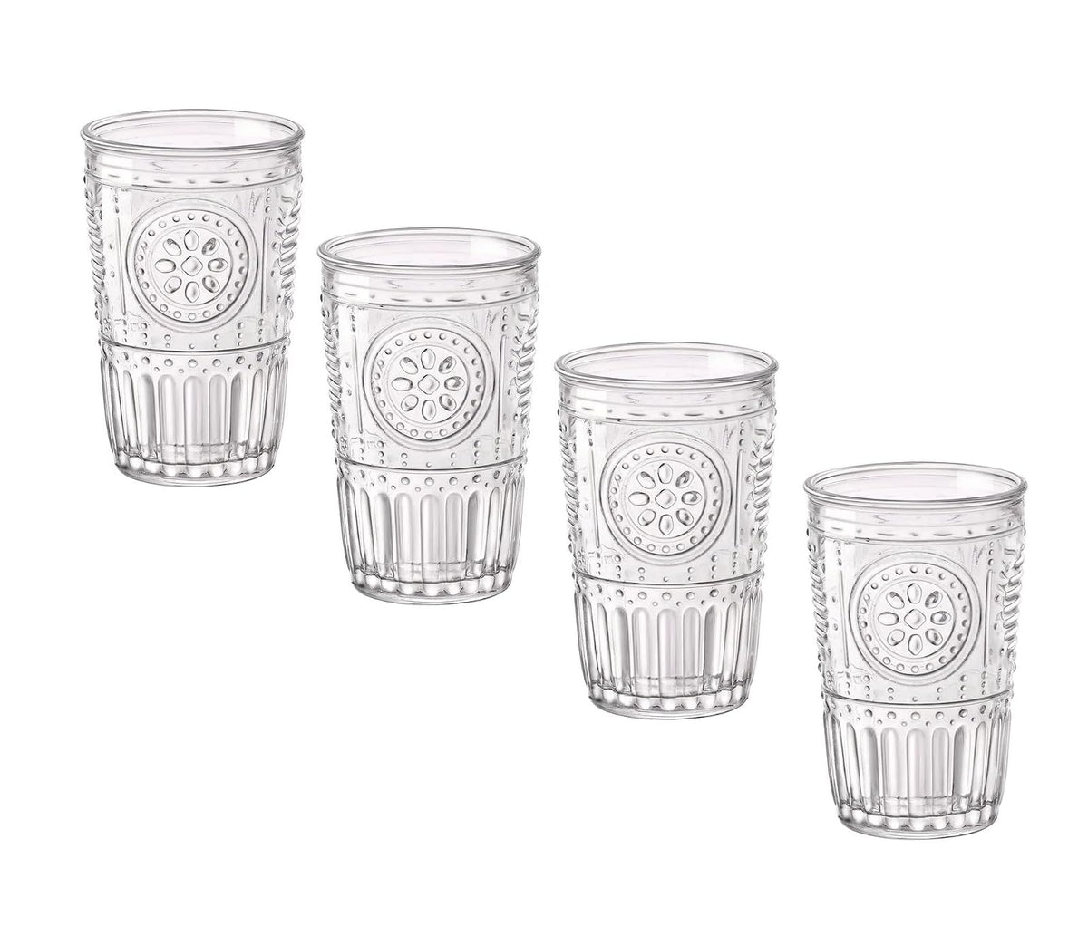 Bormioli Rocco Vaso Romántico Highball, 10.25 oz, Juego de 4 - 4 Unidad (Paquete de 1) - Transparente (juego de 4)