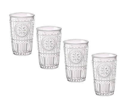 Bormioli Rocco Vaso Romántico Highball, 10.25 oz, Juego de 4 - 4 Unidad (Paquete de 1) - Transparente (juego de 4)