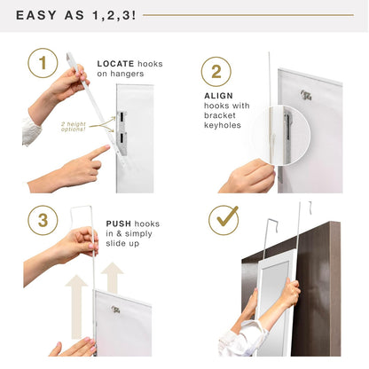 MCS - Espejo de 14.7 x 50.7 Pulgadas, Color Negro, Espejo Colgante de Longitud Completa para Puertas de recámara y baño, diseño Ligero con Sistema Patentado Que no Requiere Herramientas para Colgar