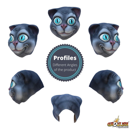 Cat, Máscara Divertida de Gato Gris de Caricatura, Máscaras de Animales Chistosos y Divertidos de Caricatura Ideales para Disfraz de Halloween