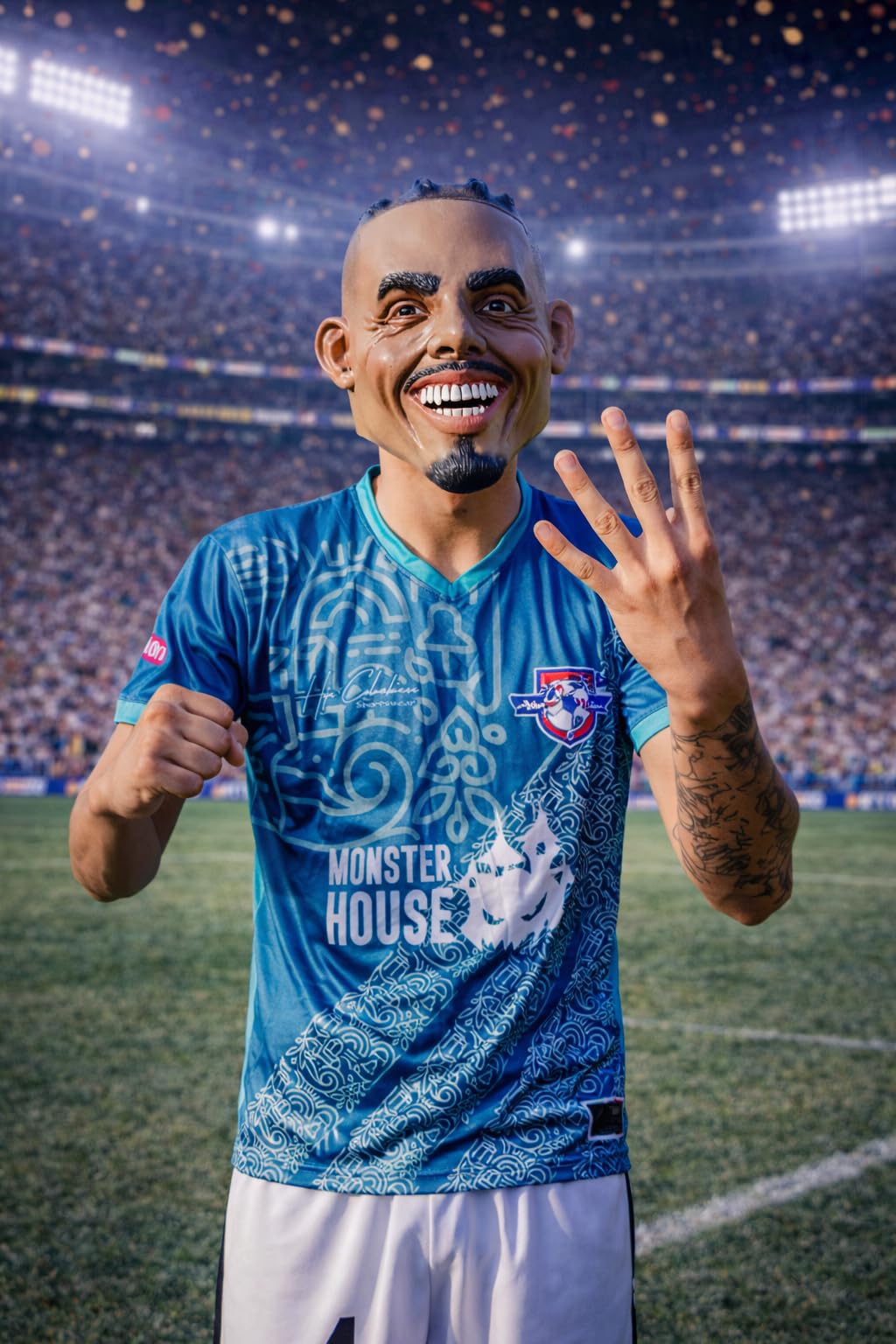REV Máscara De Futbolista Estrella Brasileña Raphinha, Disfraz Jugador Delantero Profesional Ideal Para Partidos De Futbol, Eventos Deportivos, Porras, Halloween Y Fiestas