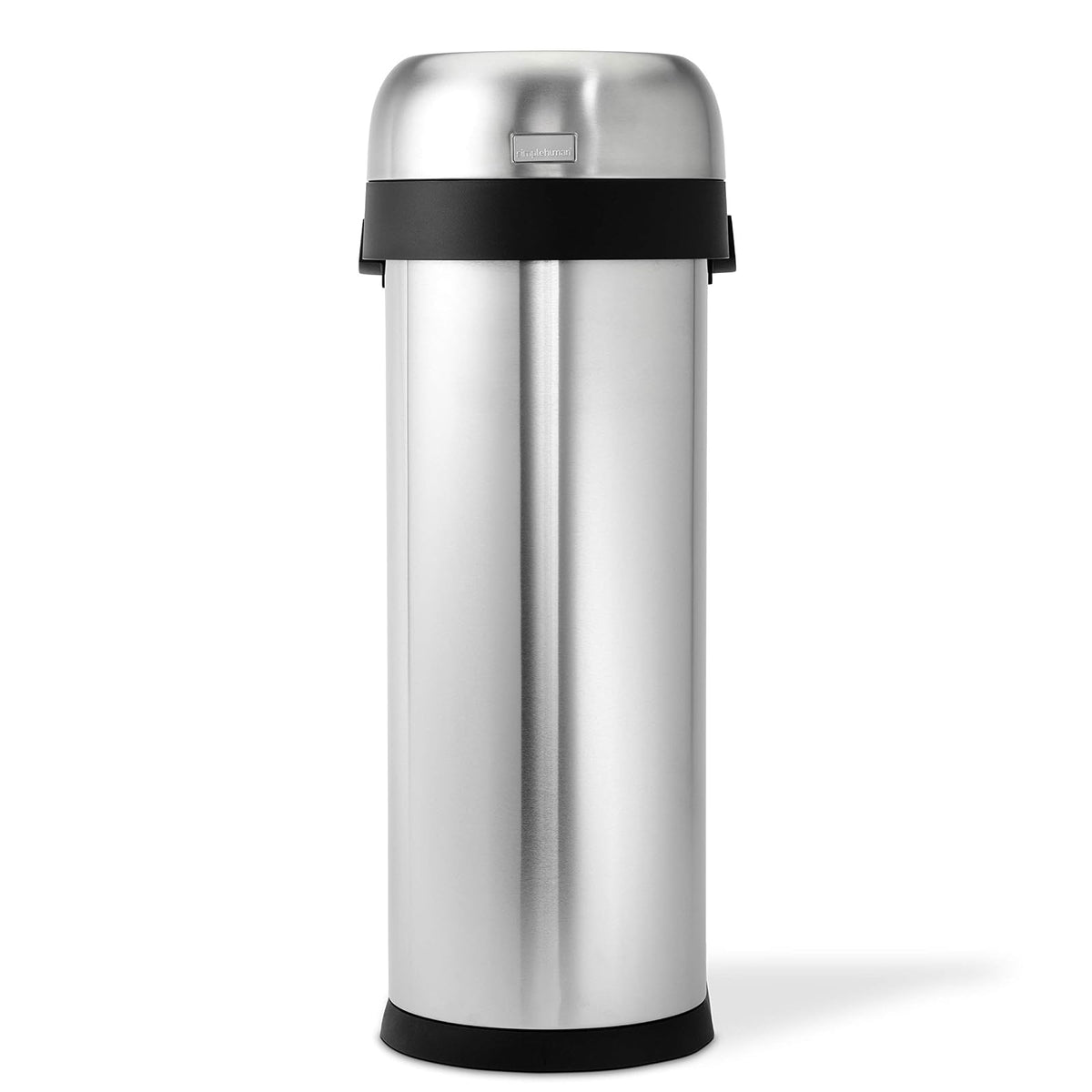simplehuman, bote de basura estrecho abierto, acero inoxidable cepillado de gran espesor, 50 L