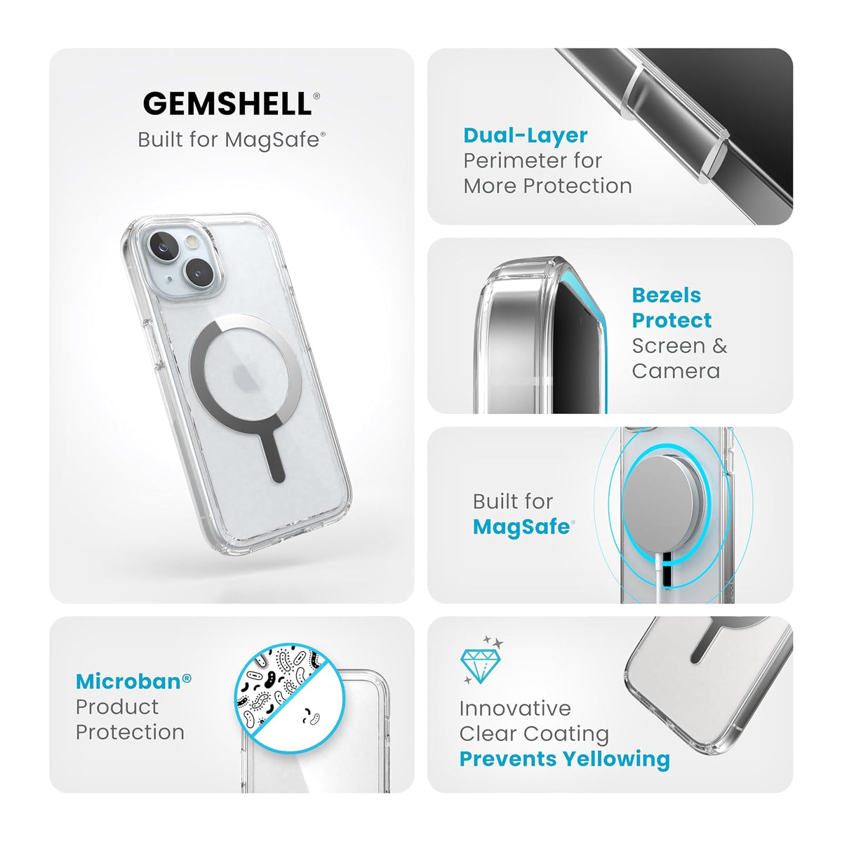 Speck - Funda Transparente para iPhone 15, Delgada, construida para MagSafe, protección contra caídas, para iPhone 15, iPhone 14 y iPhone 13, Resistente a los arañazos, antiamarillaje, 6.1 Pulgadas,
