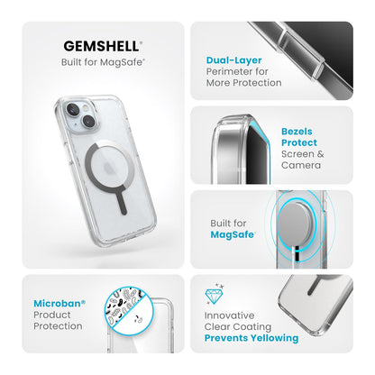 Speck - Funda Transparente para iPhone 15, Delgada, construida para MagSafe, protección contra caídas, para iPhone 15, iPhone 14 y iPhone 13, Resistente a los arañazos, antiamarillaje, 6.1 Pulgadas,