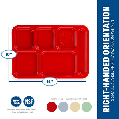 Carlisle FoodService Products P614R09 Bandeja de Polipropileno con 6 Compartimentos para Mano Derecha, 10 x 14 Pulgadas, Verde