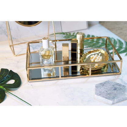 PuTwo Organizador, Tray, 1 | Bandeja de oro para joyería, organizador de perfumes, bandeja de maquillaje para cambiador, baño, recámara