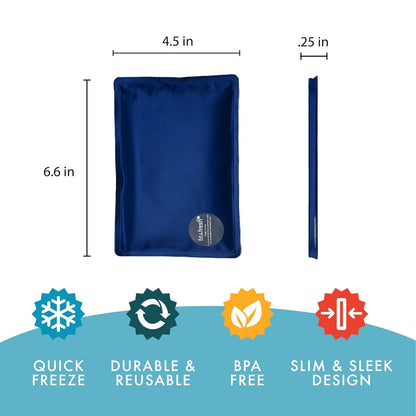 Cool Coolers by Fit & Fresh - Paquete de 2 unidades de hielo suave, nailon elástico flexible, bolsas de hielo reutilizables para loncheras y enfriadores, tinte azul Tye