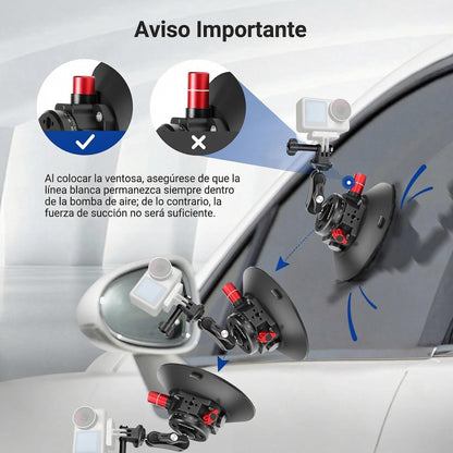 NEEWER Soporte de Succión para Cámara de 6" con Brazo Mágico de Cabeza Esférica, Soporte de Metal para Automóvil, en el Automóvil o Vidrio de Ventana con Orificios de Montaje ARRI de 1/4" 3/8",CA013