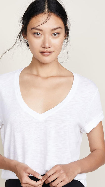 Splendid Playera de Manga Corta con Cuello en V. Camiseta para Mujer