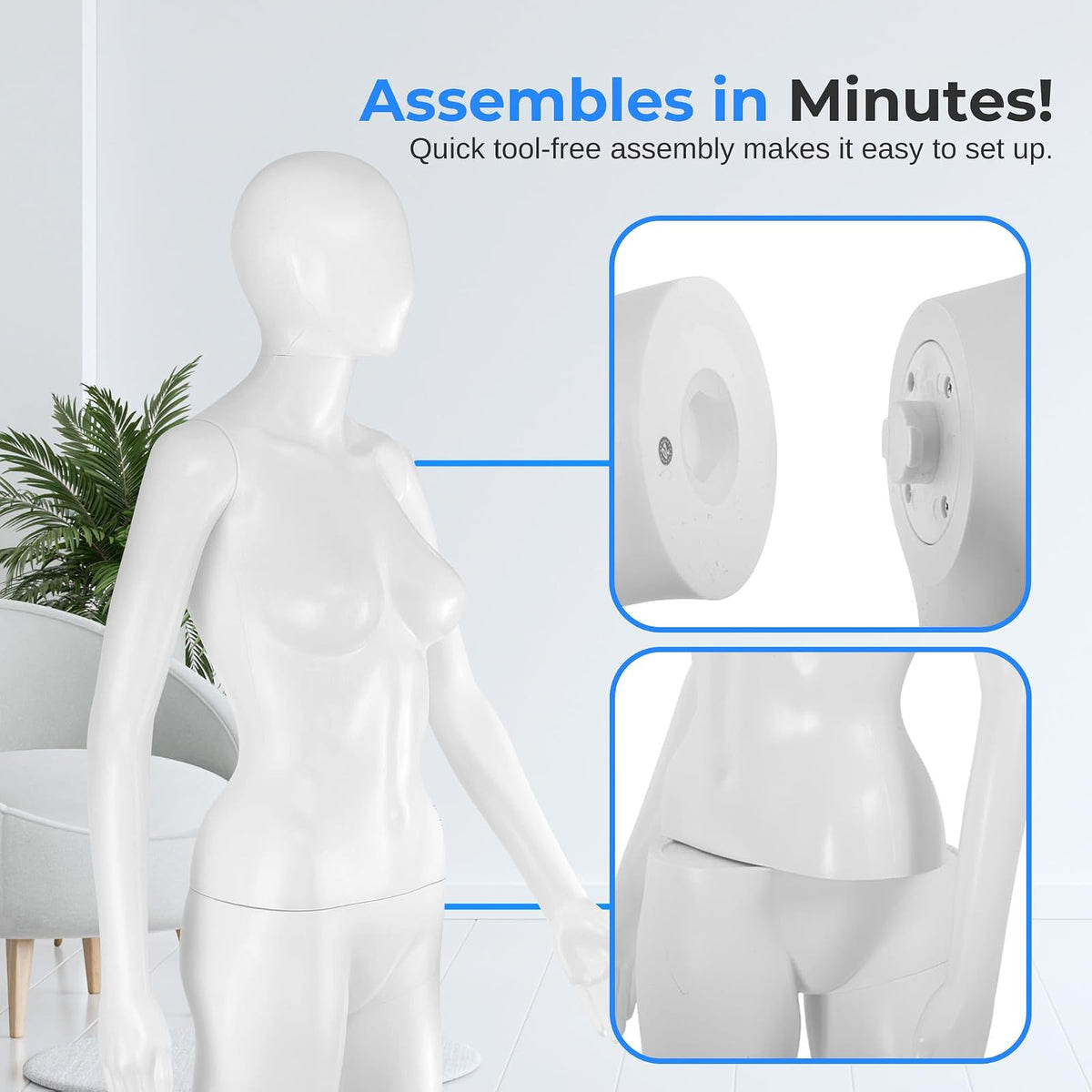 SERENE-LIFE Traje Torso Femenino de 68.9 Pulgadas Maniquí Desmontable, Soporte para Cuerpo, Estándar