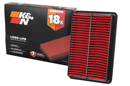 K&N KNA-2480 Filtro de Aire del Motor Larga Vida 18000 Millas Compatible con Mazda L4 2.0/2.3/2.5L CX-5/3/6/Atenza/Biante/Premacy/Axela, Rojo/Negro