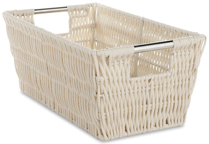 Whitmor Rattique Estante pequeño Bolsa, Latte, Latte, Pequeño, 1 | Latte, Pequeño, 1 unidad, plástico tejido, metal cromado