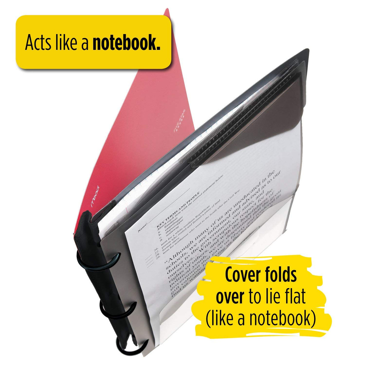 Five Star Flex Hybrid NoteBinder- Cuaderno y carpeta todo en uno, Negro, 11 1/2" x 10 3/4"