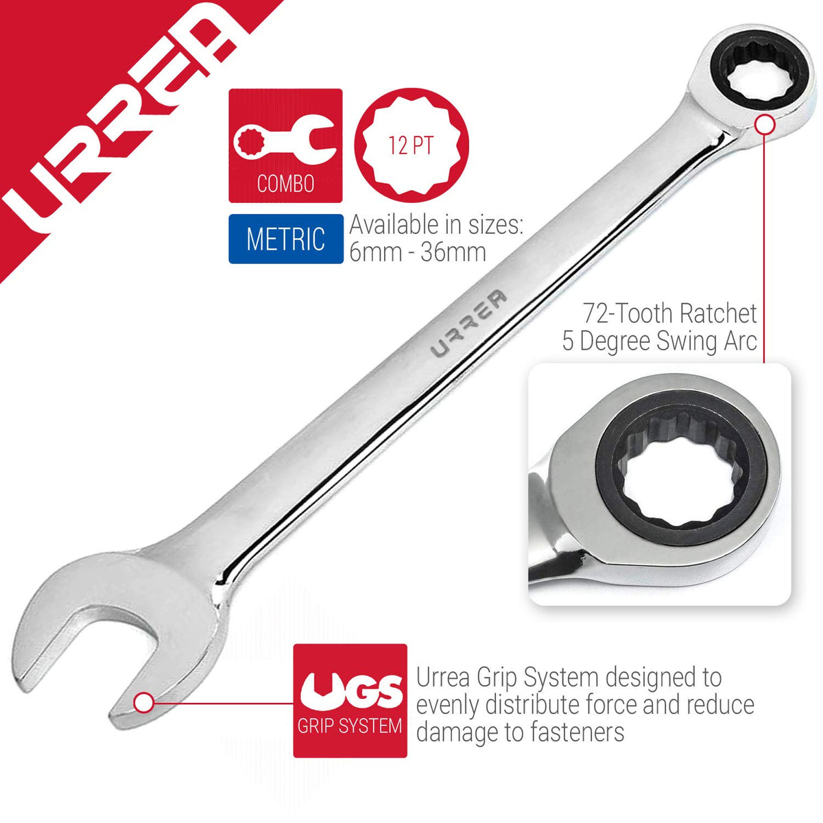 Urrea Herramientas 1232MCM Llave Combinada con Matraca