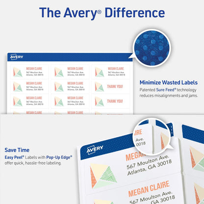 Avery Etiqueta Inkjet 2.5 x 6.7 cm, 750 etiquetas, blanco