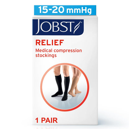 JOBST - Medias de compresión hasta la rodilla con puntera abierta, unisex, extra firmes, para piernas cansadas y pesadas, clase de compresión 15-26