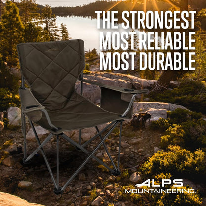 ALPS Mountaineering King Kong - Sillas de Camping para Adultos con portavasos de Malla y Bolsillos, construidas duraderas y fiables con Marco de Acero Plegable Compacto, Arcilla